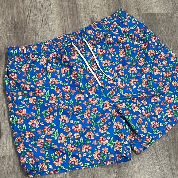 Polo Ralph Lauren 2XLT Tall Navy Paisley Floral Lined Horse Logo Swim Trunks - Picture 2 of 13